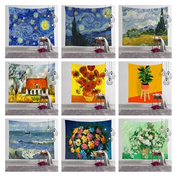 

Star Moon Night Van Gogh Painting Printed Living Room Decoration Wall Hanging Tapestry Yoga Mat Rug Home Decor Art