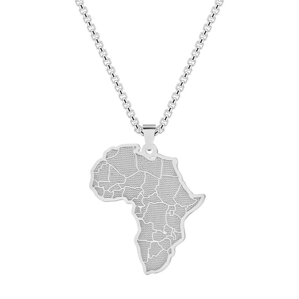 

2021November Stainless Steel African Country Map Pendant Charm Necklace Jewelry Clavicle Chain Necklace for Women Party Choker
