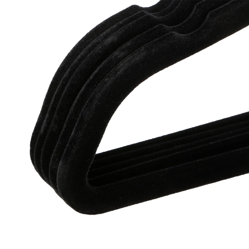 5 x черные взрослые Нескользящие вешалки флокированные бархатные одежды пальто брючный шкаф