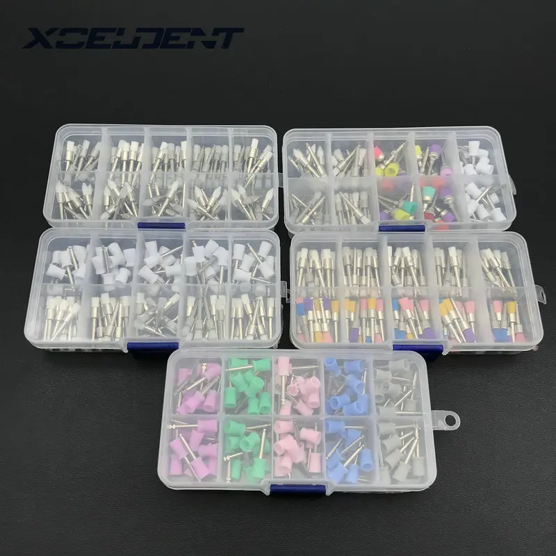Dental Polisher Tool Kit Dental Polishing Brush Polisher Prophy Rubber Cup Latch Colorful Buff Nylon Bristles afbeelding
