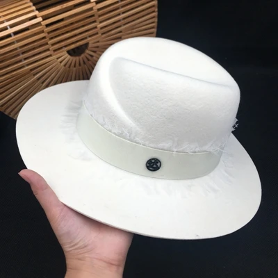 Летняя мода m fedoras белая женская шляпа высокого качества кружева солнцезащитный крем шерсть - Цвет: white