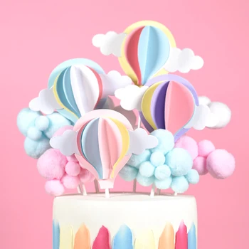 

Cakelove 1Pcs cartoon hot balloon cloud cake topper cupcake decoration baby shower kids birthday party wedding favor supplies