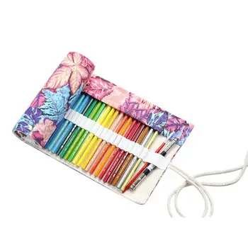 

Maple Leaf Canvas School Pencil Case 48 Holes Roll Pencilcase Large Pen Bag Colored Pouch Case Escolar Penalty Supplies 62*21cm