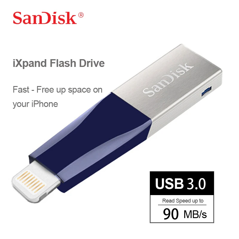 USB флеш накопитель SanDisk 3 0 128 ГБ 64 металлический U диск для iPhone X 8/7/7Plus/5/5s/5c/6/6s Plus/ipad и