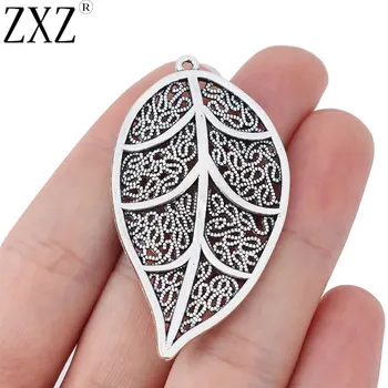 

ZXZ 10pcs Tibetan Silver Large Filigree Leaf Charms Pendants for Jewelry Making Findings 56x31mm