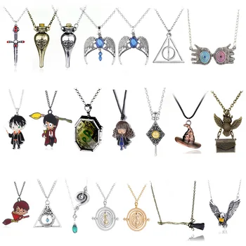 

Movie HP Harri Series Pendant Necklace Sorting Hat Deathly Hallows Horcrux Locket Time Turner Choker Necklace Jewelry Gift