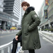 Для мужчин куртка-пуховик для девочки Для мужчин средней длины Молодежные корейские узкие теплая плотная куртка 069