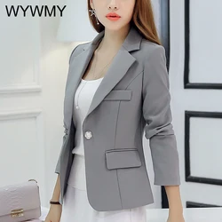 WYWMY Chaqueta ajustada de manga larga para mujer, traje corto de estilo coreano, para oficina, primavera y otoño, novedad de 2021