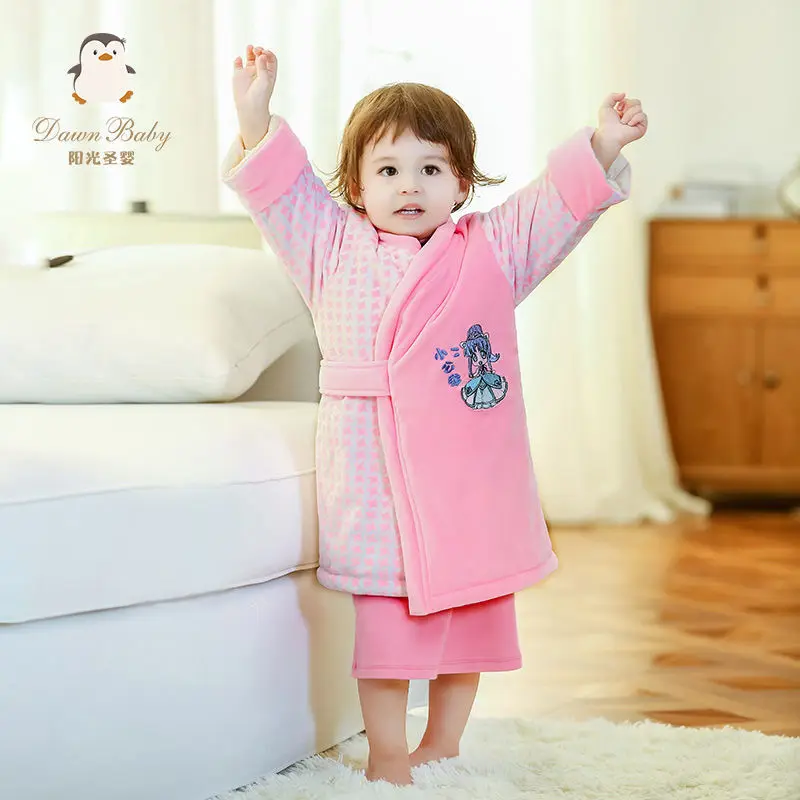 Nightgown Baby Long-sleeved Kids Pajamas winter Girls Boys Sleepwear Nightwear Baby Infant Clothes Cartoon Pajama Sets