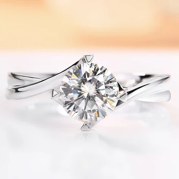 

2 Carat 18K White Gold Moissanite Diamond Ring Round Classic Women Wedding Party Engagement Anniversary Ring 2 CT VVS D Color