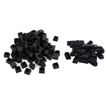 

130Pcs Plastic Square Tube Inserts End Blanking Caps Black - 100pcs 20mm x 20mm & 30Pcs 25X50mm