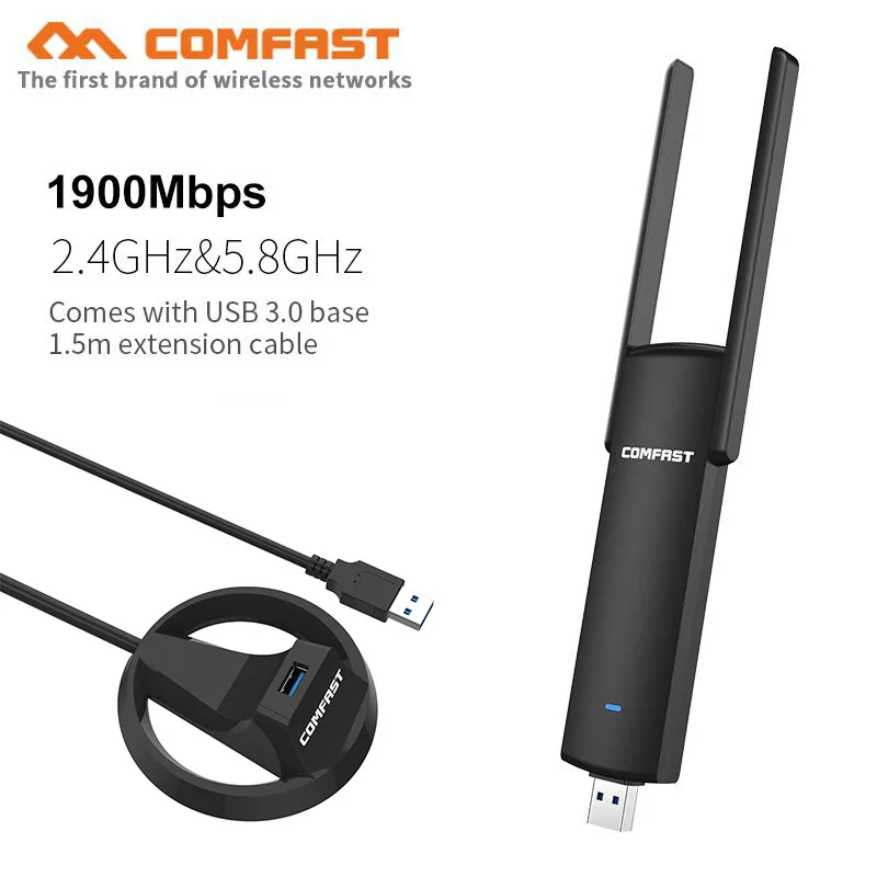 4*6dBi USB 802.11ac 2.4//5Ghz Dongle Wi-Fi AC1900 1900Mbps USB3.0 Wireless