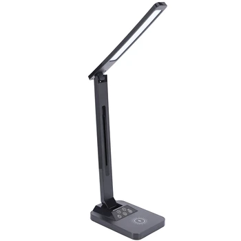 

7W Desk Lamp With 10W Wireless Charger & Usb Charger 7 Brightness 5 Color Adjustable Table Lamp For Office Bedroom Or Dorm Black