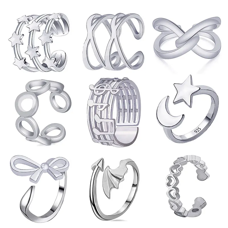 Кольцо на палец с Лунной звездой бесконечное регулируемое Золотое кольцо для