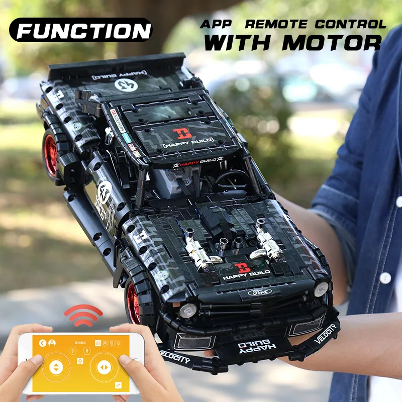 MOC 22970 светодиодный RTR V2 Кирпичи Модель Совместимость город техника RC Mustangsed Hoonicorns