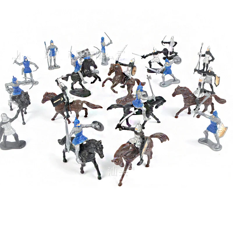 28 шт./компл. средневековый военные цвет воинов древних кавалерии боевой конь колесница статический фигурки военных, модель, подарок для детей - Цвет: B