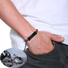 Для мужчин и женщин, персонализированная гравировка, ID тег, плетеная веревка, цепочка на запястье, браслеты, длина, регулируемая, на заказ, ювелирное изделие