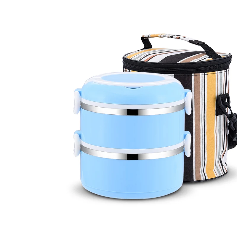 2 Layer Blue 2-4 все слои герметичные Bento Box детская большая, из нержавеющей стали контейнер для еды портативный для пикника мультфильм японский контейнер для завтрака термос - Цвет: 2 Layer Blue