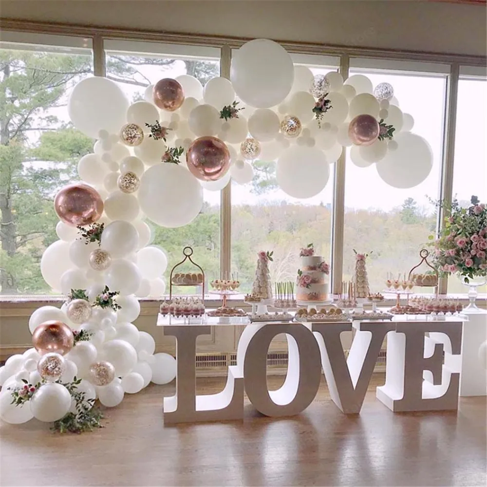 

123pcs White Balloon Garland Arch Kit 4D Rose Gold Foil Balloons for Wedding Birthday Baby Shower Bridal Shower Party Decoration