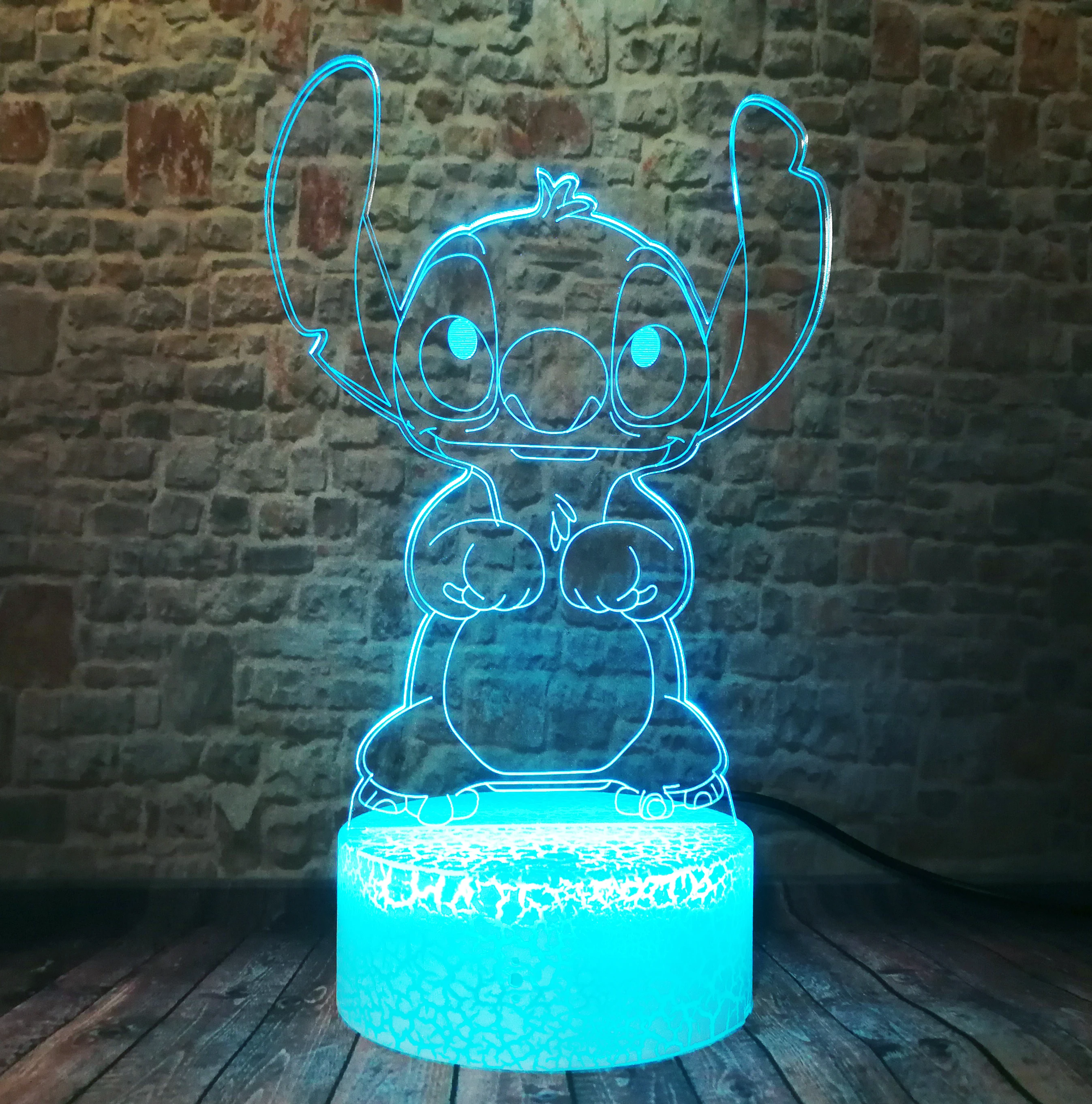 Мультяшная тематика «Лило и Стич» 3D Светодиодная лампа для спальни настольные семейные украшения на заказ 7 цветов умный сенсорный контроль ночник детский подарок