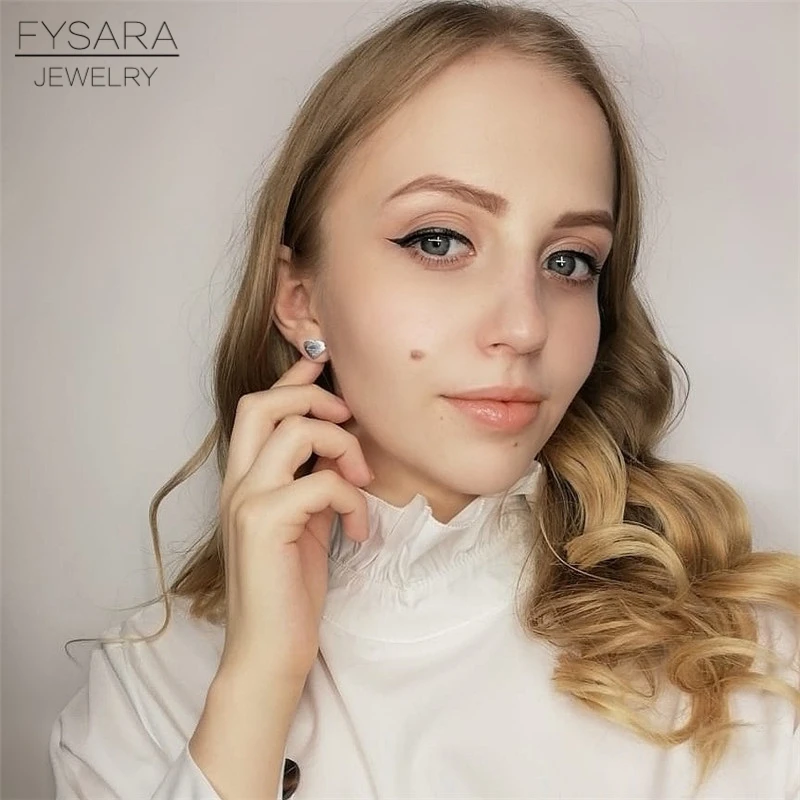 FYSARA 361L серьги из нержавеющей стали цвета розового золота «любовь навсегда» сердце для женщин Роскошные Изящные серьги-гвоздики Брендовые женские ювелирные изделия