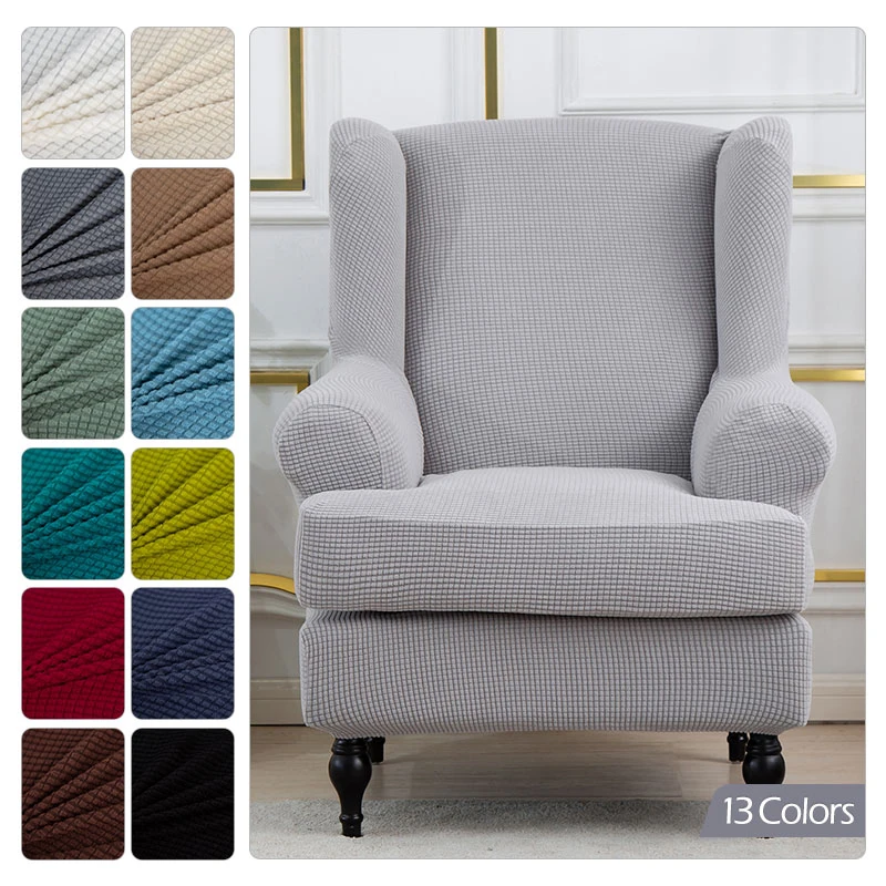 Polar Fleece Wing Chair Cover Stretch Detachable Washable Wingback
