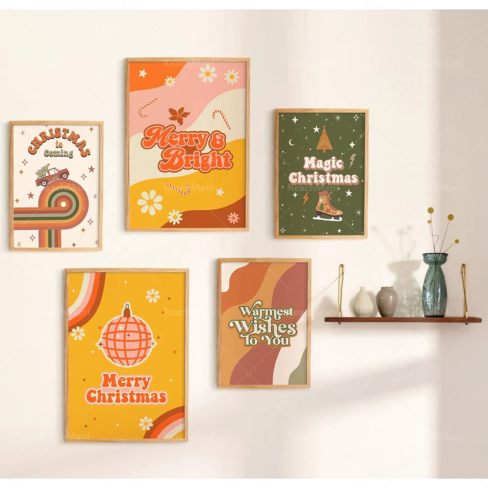 

Christmas wall art prints, aesthetic posters, printable Christmas art decoration canvas print home posters