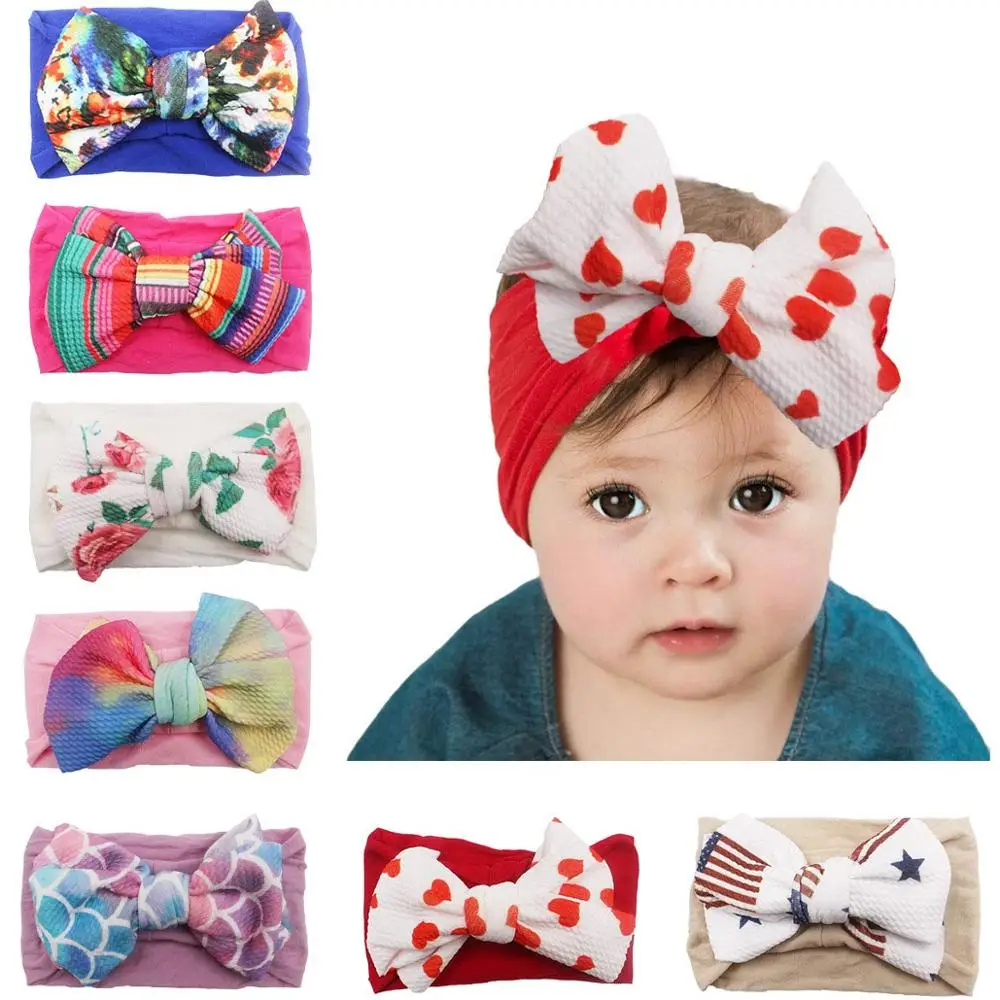 

7PCS Baby Headbands Turban Knotted Head Wraps Colorful Nylon Headbands Elastic Hairbands Hair Accessories for Newborns Toddlers