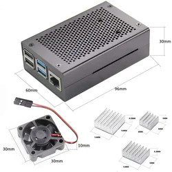 Boîtier de refroidissement en alliage d'aluminium Raspberry Pi 4 modèle B, accessoire pour une meilleure dissipation thermique, coloris noir, gris foncé 