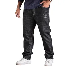 Новинка, повседневные мужские джинсы, Мужские штаны с большими карманами, модные джинсы, мужские прямые джинсы большого размера плюс 31-40, 42, 44, 46, 48