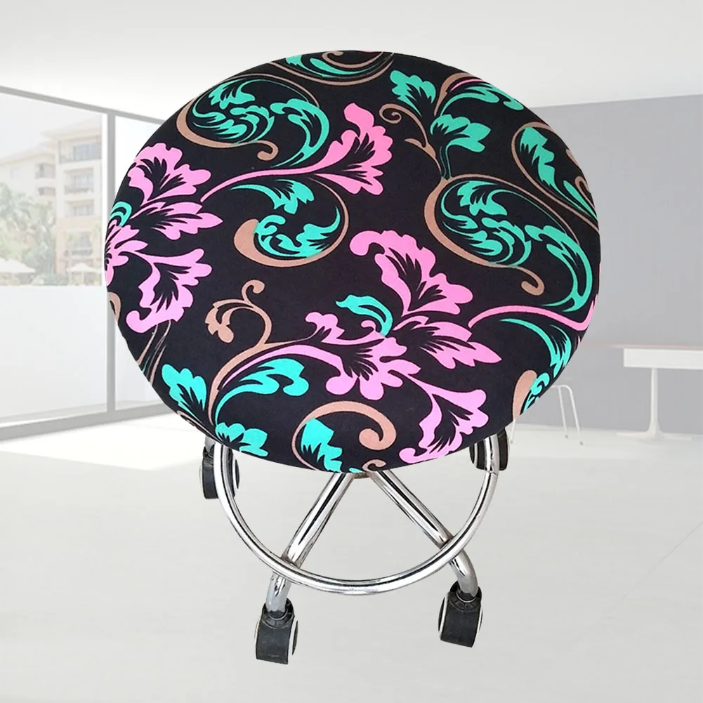 

Four Seasons Elastic Office Floral Printed Polyester Ornament Home Bar Seat Round Chair Stool Cover Slipcover Soft Meeting