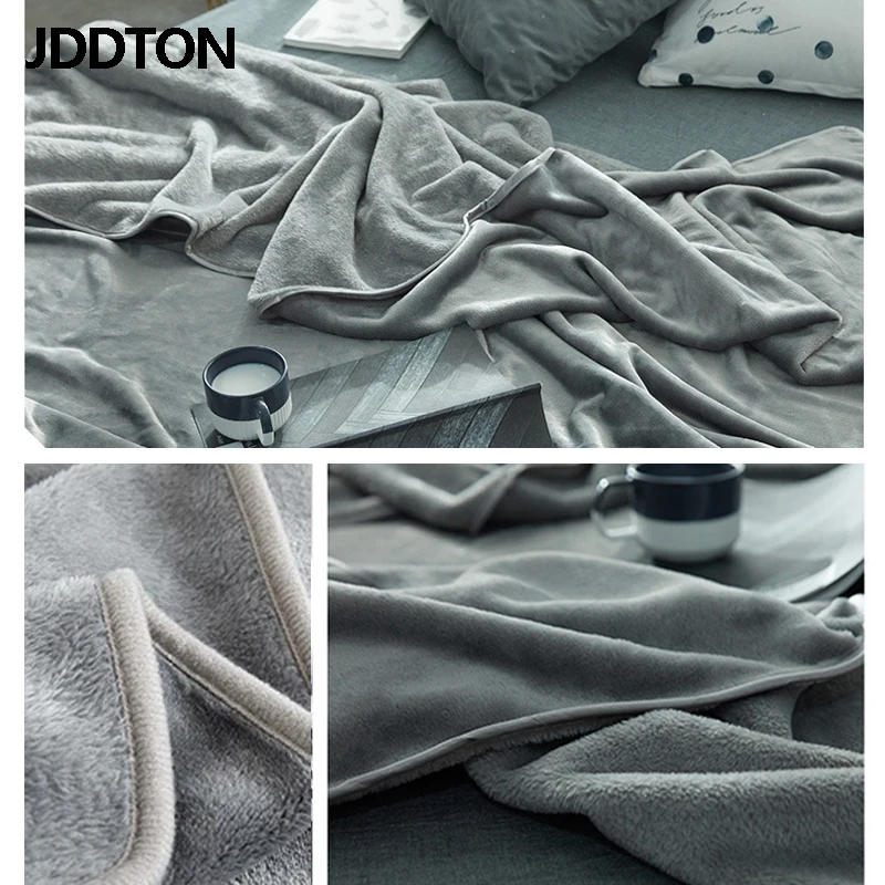 Новое Двухслойное Флисовое одеяло JDDTON 2020 однотонное толстое мягкое комфортное