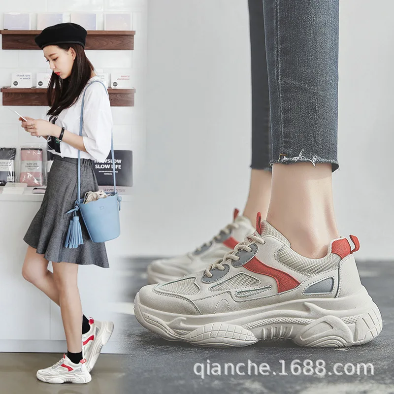 

2019 Spring New Style INS Super Fire Athletic Shoes Women's Korean-style Extra High White Shoes Travel Casual Shoes Students