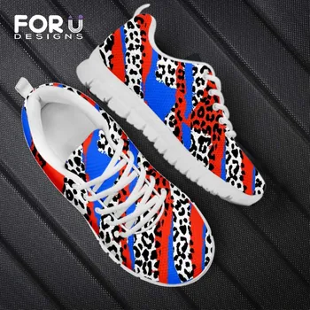 

FORUDESIGNS Women Sexy Colorful Leopard Pattern Leisure Shoes Ladies Casual Outdoor Comforable Slip On Sneakers Femme Mesh Mujer