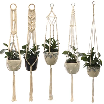 

100% Cotton Hanging Baskets Handmade Plant Hanger Flowerpot Holder Basket Hanging Flowerpot Net Vintage Macrame Plant Hangers