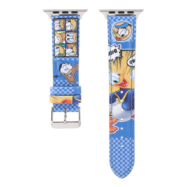 Mickey Minnie Donald Duck Leather Strap For Apple Watch Band 41mm 45mm 44mm 38mm 40mm Bracelet iWatch Series 7 SE 6 5 4 3