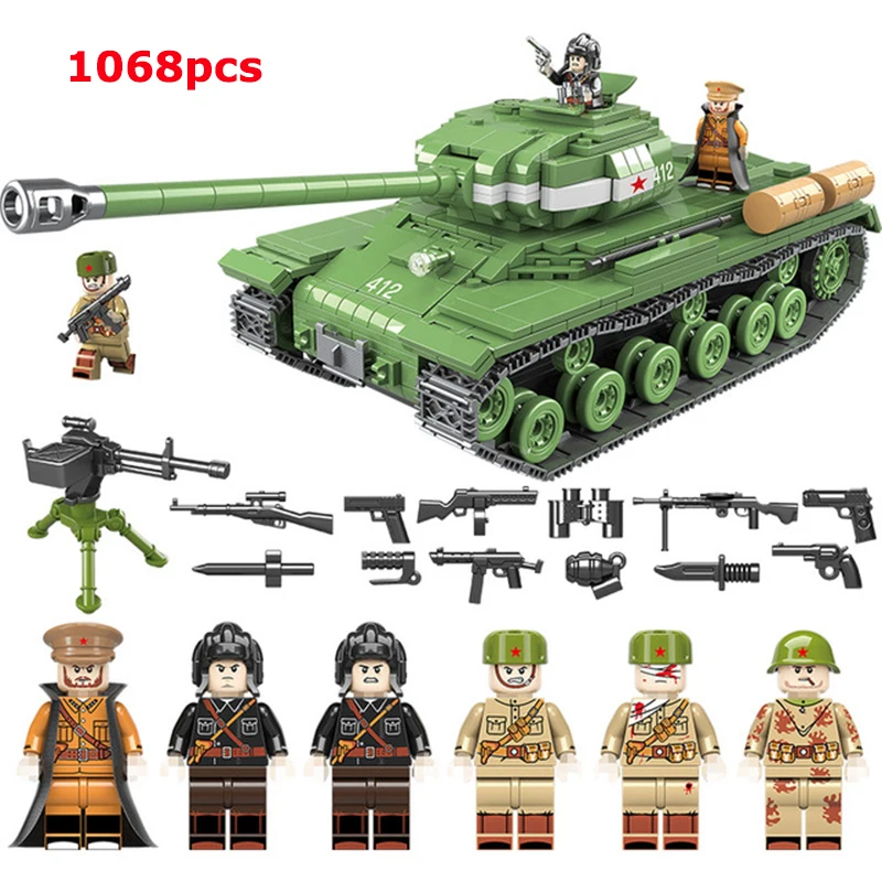 1068PCS Soviet Russia IS-2M Heavy Tank Building Blocks legoingly WW2 Military Tank Army Soldier Wea