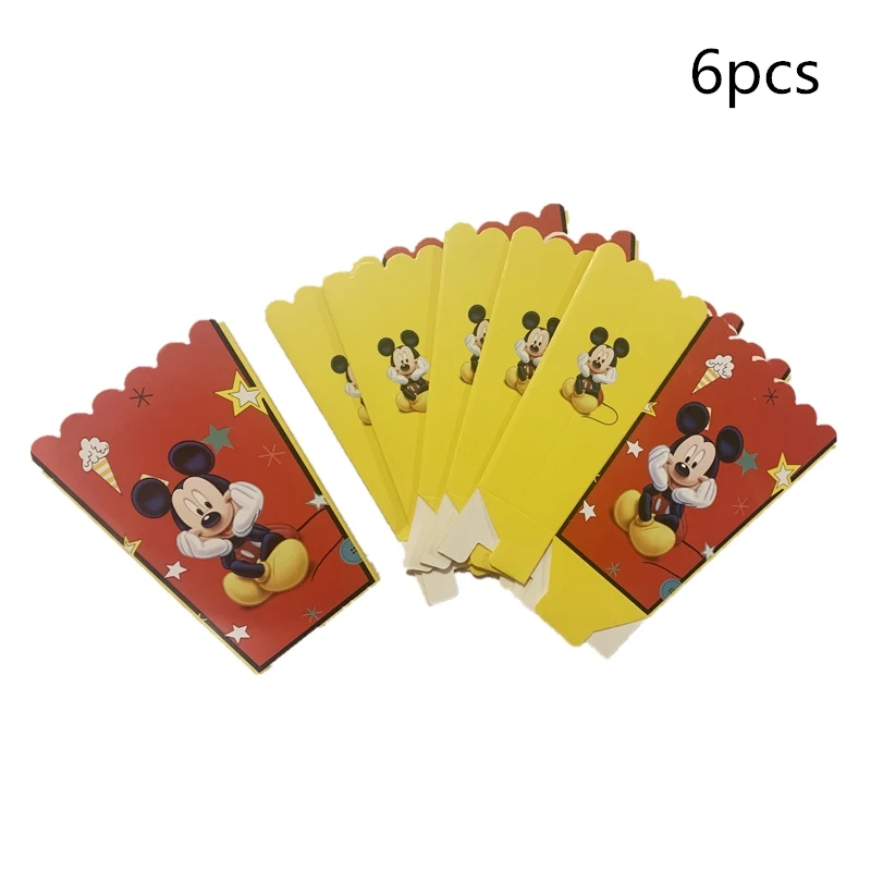 

6pcs Mickey Mouse Popcorn Box Happy Birthday Party Tableware Set Wedding Decoration Disposable Gifts Box Carnival Party Supplies