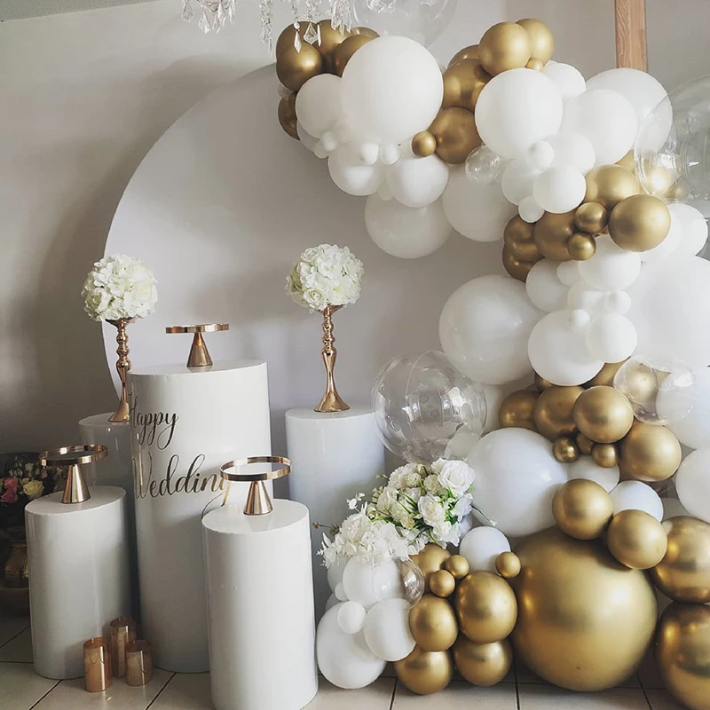

93pcs Romantic White Balloon Garland Arch Kit Chrome Gold Latex Balloon DIY Wedding Birthday Party Decoration Lover's Day Gifts
