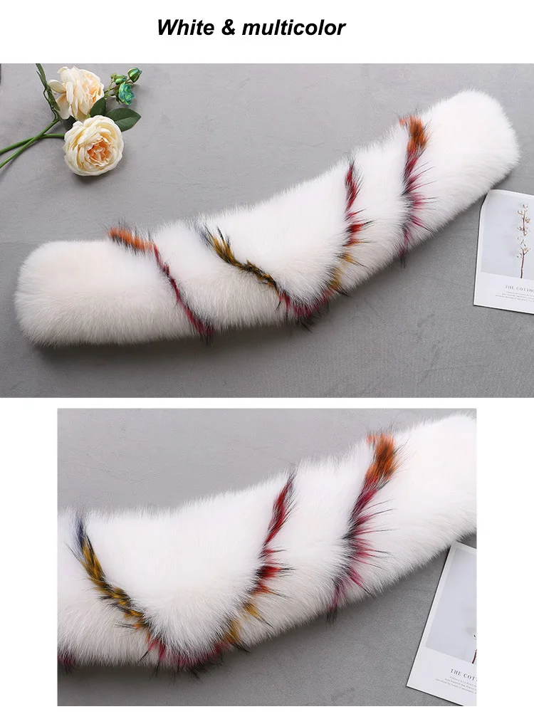 MS.Minshu Fox Fur Collar Parka Coat Collar Genuine Fox Fur Big Collar Fluffy Fox Fur Hood Collar - Цвет: 3