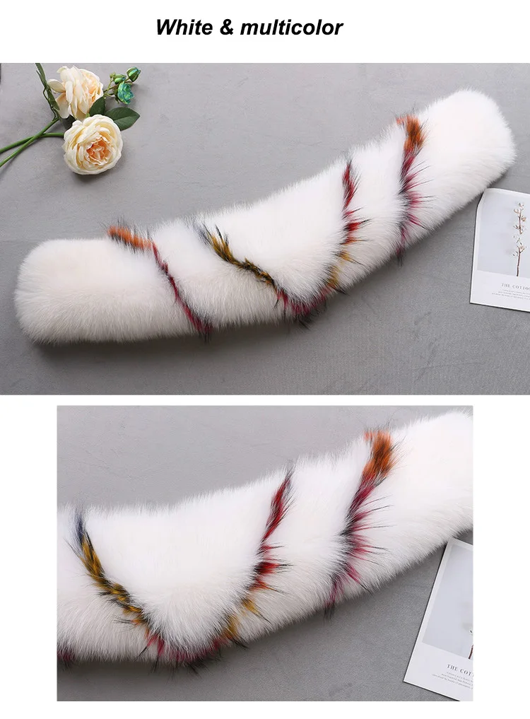 3 MS.Minshu Fox Fur Collar Parka Coat Collar Genuine Fox Fur Big Collar Fluffy Fox Fur Hood Collar - Цвет: 3