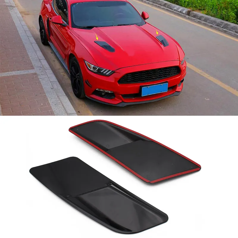 1pair Car Styling Black ABS Plastic Air Intake Trim Panel installed on the Hood For Ford Mustang 2015-2017 | Автомобили и