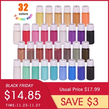 

32 Colors Pearl Mica Powder Epoxy Resin Dye , Soap Dye Hand , Soap Making Supplies , Eyeshadow and Lips Makeup Dye DIY Pigment