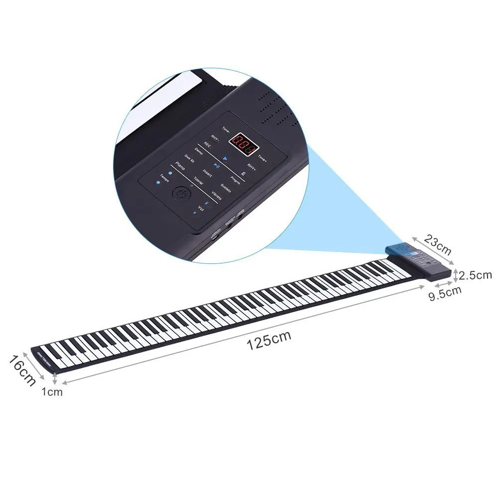 Портативный 88-ключ складной силиконовый скрученные вручную клавиатура с утепленной курткой ручного рояля с аккорд версия