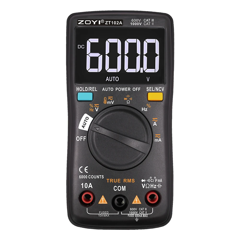 

Multimeter RM113D NCV Digital Multimeter 6000 Counts Auto Ranging AC/DC Voltage Meter Flash Back Light Large Screen 113A/D