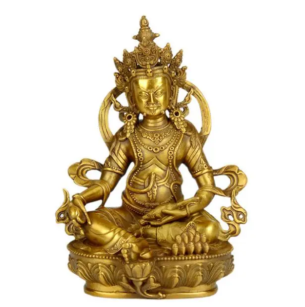 Чистая медь тибетская тайная буддийская статуя Huang Caishen бытовые украшения для