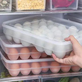 

34 Compartments Transparent Egg Storage Box Household Practical Living Tools Convenient Kitchen Supplies