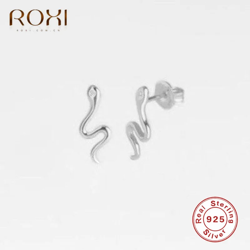 ROXI, панк, длинные серьги в виде змеи для женщин, ювелирное изделие, 925 пробы, Серебряные Серьги, Модные Преувеличенные серпантиновые серьги-гвоздики с кисточкой - Окраска металла: E900A-Silver