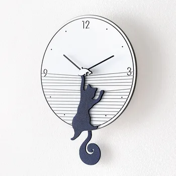 

Swing Wall Clock Creative Design Europe Tail Cat Watch Quartz Living Room Large Wandklok Decorative Duvar Saati W