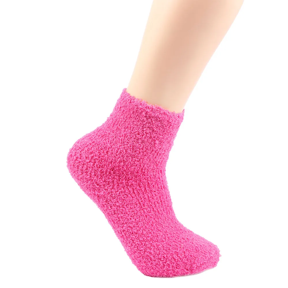 Домашние мягкие носки-тапочки для женщин и девочек пушистые теплые зимние однотонные бархатные носки кораллового цвета для принцессы, подарки на день рождения, Лидер продаж
